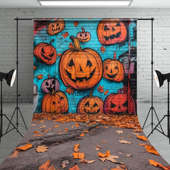 Aperturee - Halloween Pumpkin Graffiti Street Autumn Backdrop