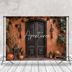 Aperturee - Halloween Pumpkins Retro Door Cake Smash Backdrop