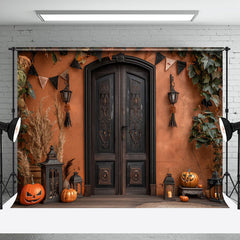 Aperturee - Halloween Pumpkins Retro Door Cake Smash Backdrop