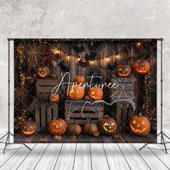 Aperturee - Halloween Pumpkins Wooden Room Cake Smash Backdrop