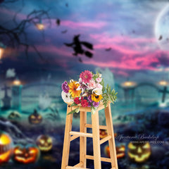 Aperturee - Halloween Punpkins And Boos Scary Night Theme Backdrop