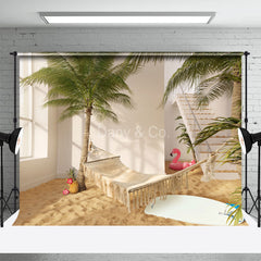 Aperturee - Hammock Beach Coconut Tree Indoor Vacation Backdrop