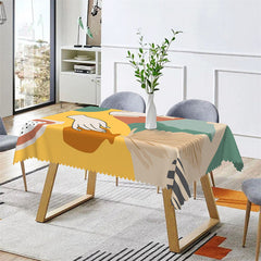 Aperturee - Hand Dried Plant Yellow Green Rectangle Tablecloth