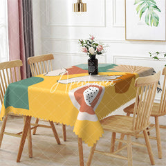 Aperturee - Hand Dried Plant Yellow Green Rectangle Tablecloth