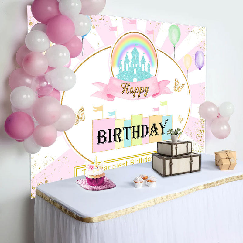 Aperturee - Happiest Birthday On The Earth Pinky Cute Backdrop