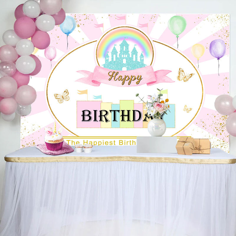 Aperturee - Happiest Birthday On The Earth Pinky Cute Backdrop