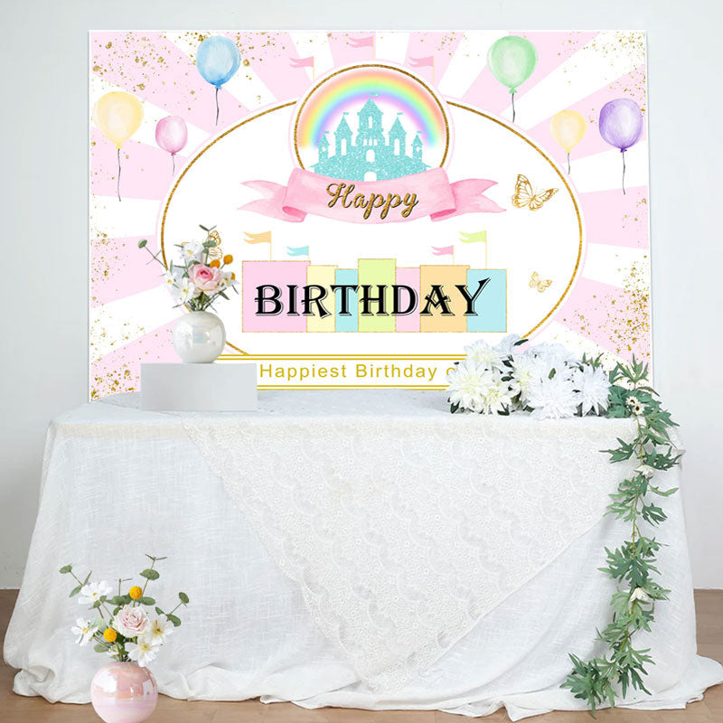 Aperturee - Happiest Birthday On The Earth Pinky Cute Backdrop