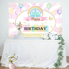 Aperturee - Happiest Birthday On The Earth Pinky Cute Backdrop