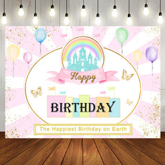 Aperturee - Happiest Birthday On The Earth Pinky Cute Backdrop