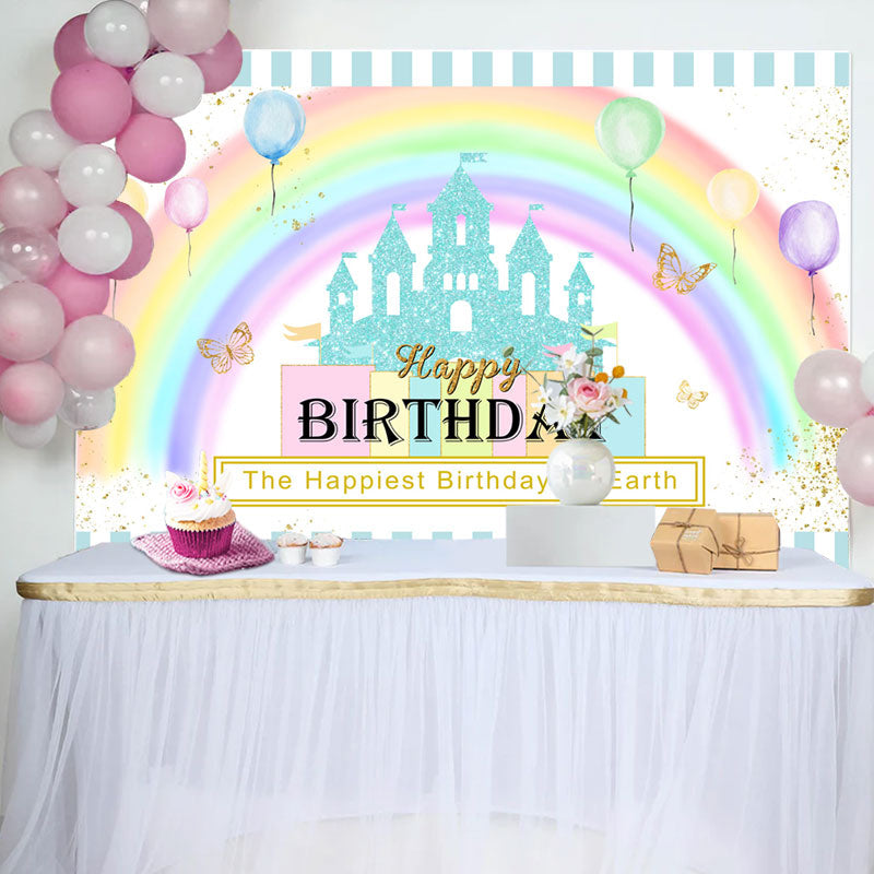 Aperturee - Happiest Birthday On The Earth Rainbow Castle Backdrop