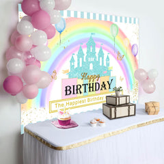 Aperturee - Happiest Birthday On The Earth Rainbow Castle Backdrop