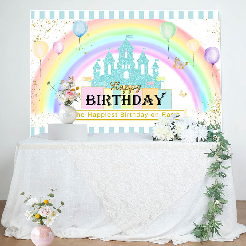 Aperturee - Happiest Birthday On The Earth Rainbow Castle Backdrop