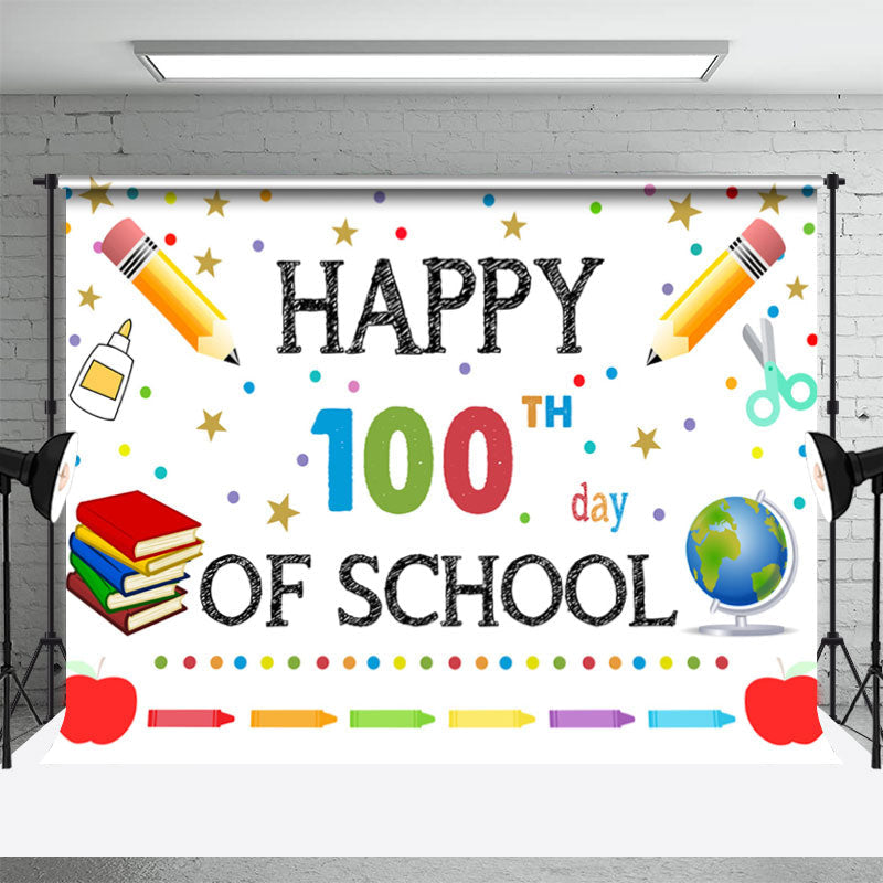 Aperturee - Happy 100th Day Stationery Back To School Backdrop