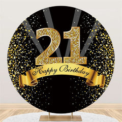 Aperturee Happy 21st Birthday Gold Ribbon Round Backdrops