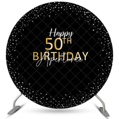 Aperturee Happy 50th Birthday Gold Silver Dots Round Backdrops