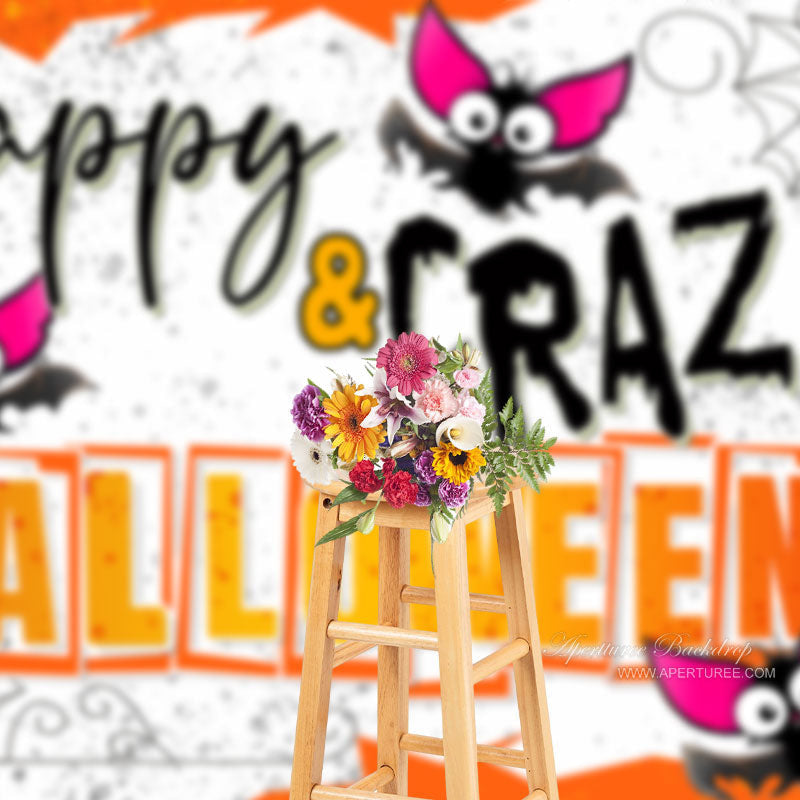 Aperturee - Happy And Crazy Cute Little Bat Halloween Backdrop