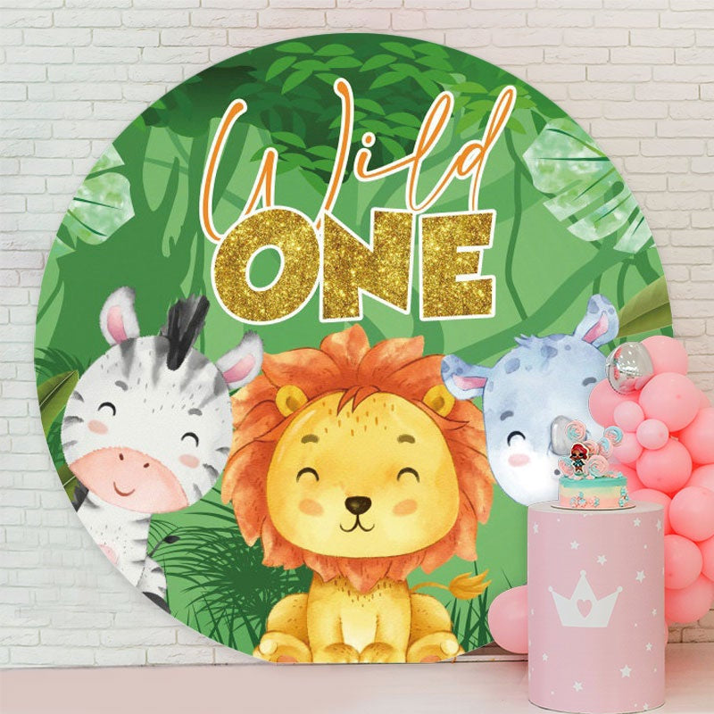 Aperturee - Happy Animals Round Wild 1st Birthday Backdrop