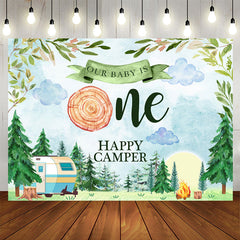 Aperturee - Happy Camper For First Birthday Cute Backdrop