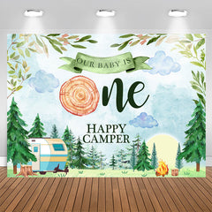 Aperturee - Happy Camper For First Birthday Cute Backdrop