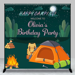 Aperturee - Happy Camping Custom Name Wild Birthday Backdrop