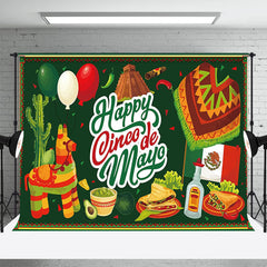 Aperturee - Happy Cinco De Mayo Green Mexican Fiesta Backdrop