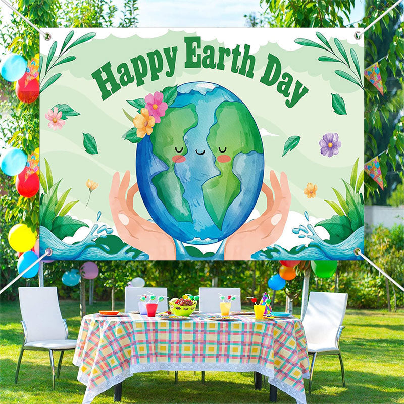 Aperturee - Happy Earth Day Save Planet Green Party Backdrop