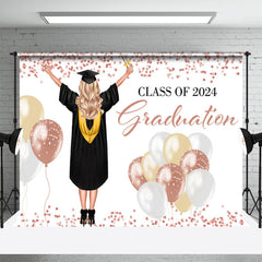 Aperturee - Happy Girl Rose Gold Glitter Grad Photo Booth Backdrop