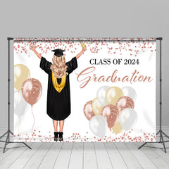 Aperturee - Happy Girl Rose Gold Glitter Grad Photo Booth Backdrop