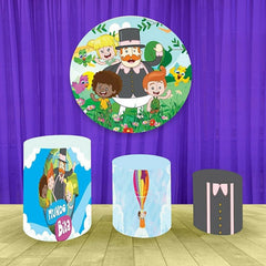 Aperturee Happy Kids And Grassland Round Birthday Backdrop Kit