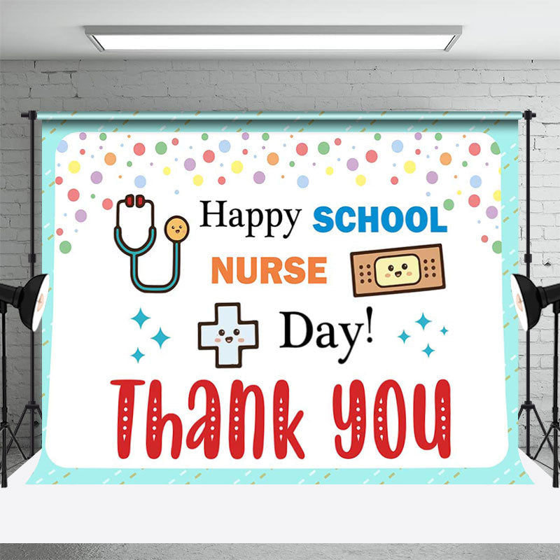 Aperturee - Happy School Nurse Day White Thank You Backdrop