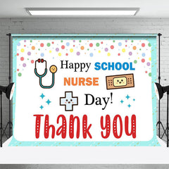 Aperturee - Happy School Nurse Day White Thank You Backdrop