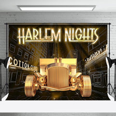 Aperturee - Harlem Night Gold Vintage Car Party Backdrop For Photo