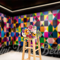 Aperturee - Harlequin Colorful Walls Birthday Photo Backdrop