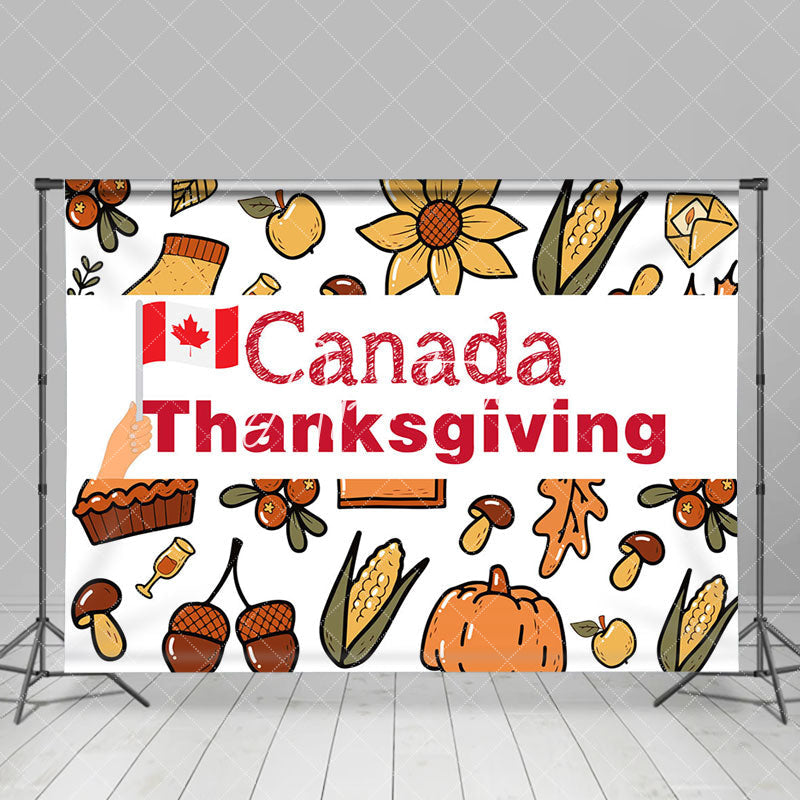 Aperturee - Harvest Fruits Canada Flag Thanksgiving Backdrop