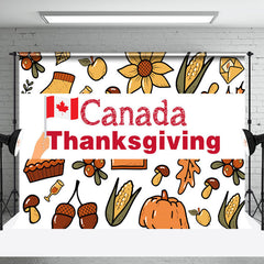 Aperturee - Harvest Fruits Canada Flag Thanksgiving Backdrop