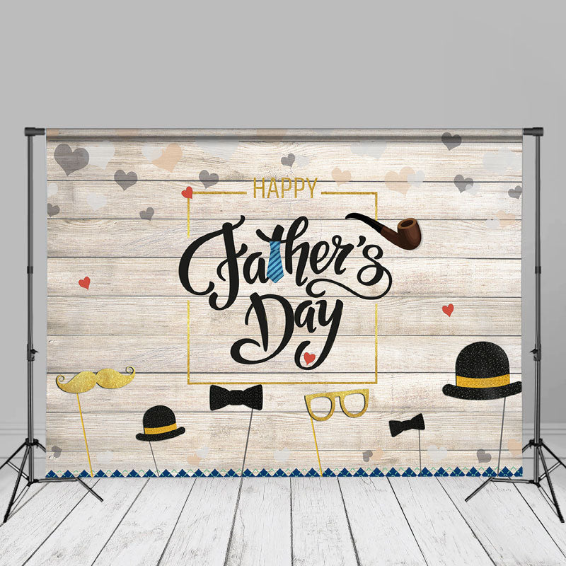 Aperturee - Hat Bow Ties Heart Wooden Fathers Day Backdrop Diy