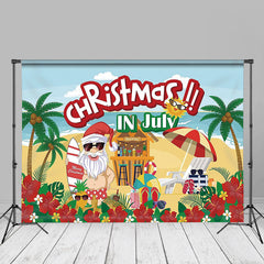 Aperturee - Hawaii Beach Bar Floral Christmas In July Backdrop