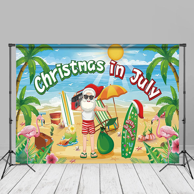 Aperturee - Hawaii Beach Holiday Santa Christmas In July Backdrop