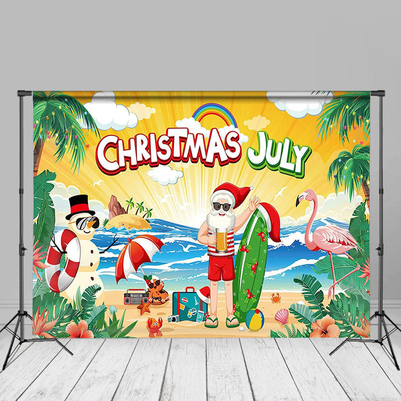 Aperturee - Hawaii Blue Sea Beach Santa Christmas In July Backdrop