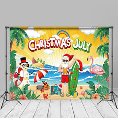 Aperturee - Hawaii Blue Sea Beach Santa Christmas In July Backdrop