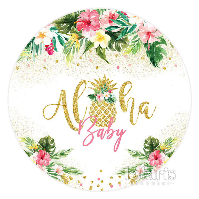 Aperturee Hawaii Themed Aloha Lovely Circle Baby Shower Backdrop