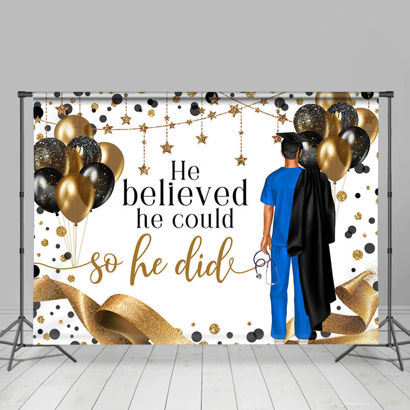 Aperturee - He Believed He Could Balloon Boy Graduation Backdrop