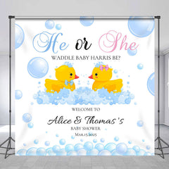 Aperturee - He Or She Duck Bubble Custom Baby Shower Backdrop