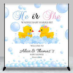 Aperturee - He Or She Duck Bubble Custom Baby Shower Backdrop