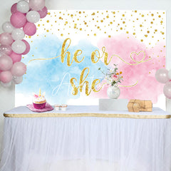 Aperturee - He Or She Gold Diamond Foggy Gender Reveal Backdrop