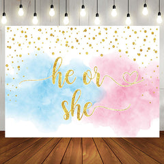 Aperturee - He Or She Gold Diamond Foggy Gender Reveal Backdrop