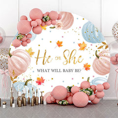 Aperturee He Or She Pumpkin Maple Circle Baby Shower Backdrop