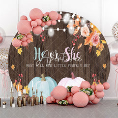 Aperturee He Or She Pumpkin Wood Round Baby Shower Backdrop