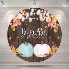 Aperturee He Or She Pumpkin Wood Round Baby Shower Backdrop