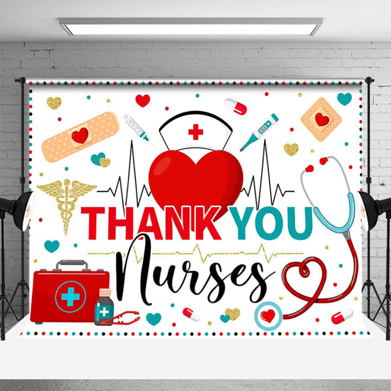 Aperturee - Heart And Dot Thank You National Nurses Day Backdrop